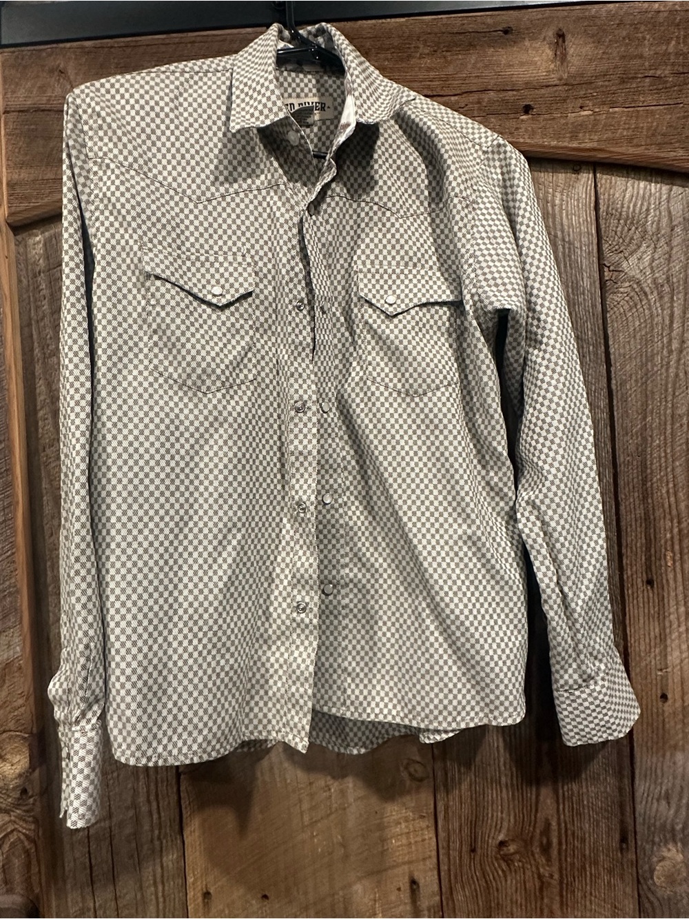 Youth Checked Button-Up Shirt - Cream & Gray